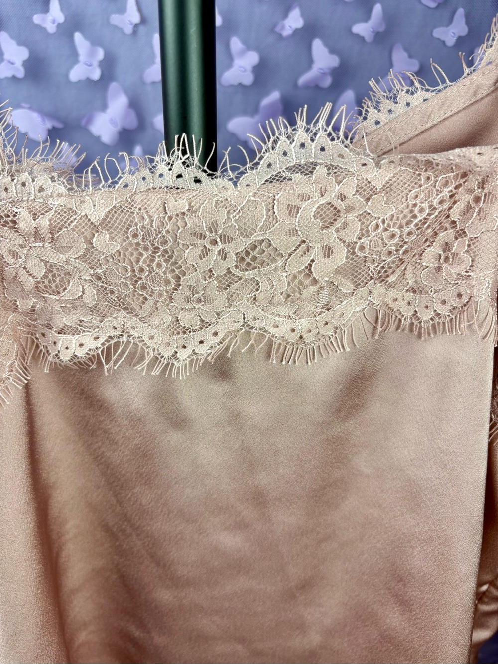 Silk-Look Lace Trim Cami in Blush Pink - Picture 4 of 4